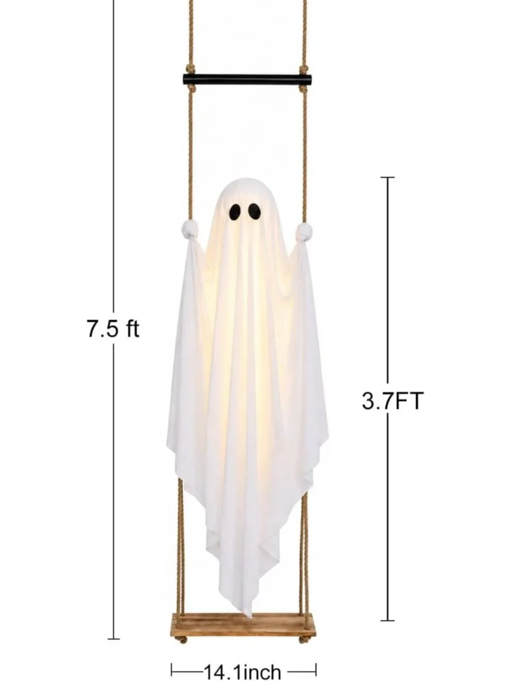 Spooky 3.7FT Pre-Assembled Hanging Ghost for Outdoor Halloween Decor